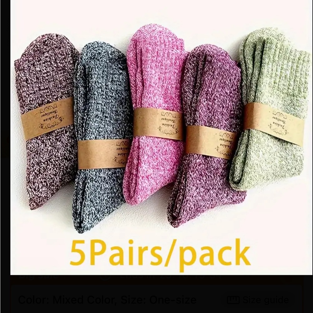 5 pairs Colorful Knit Socks Set